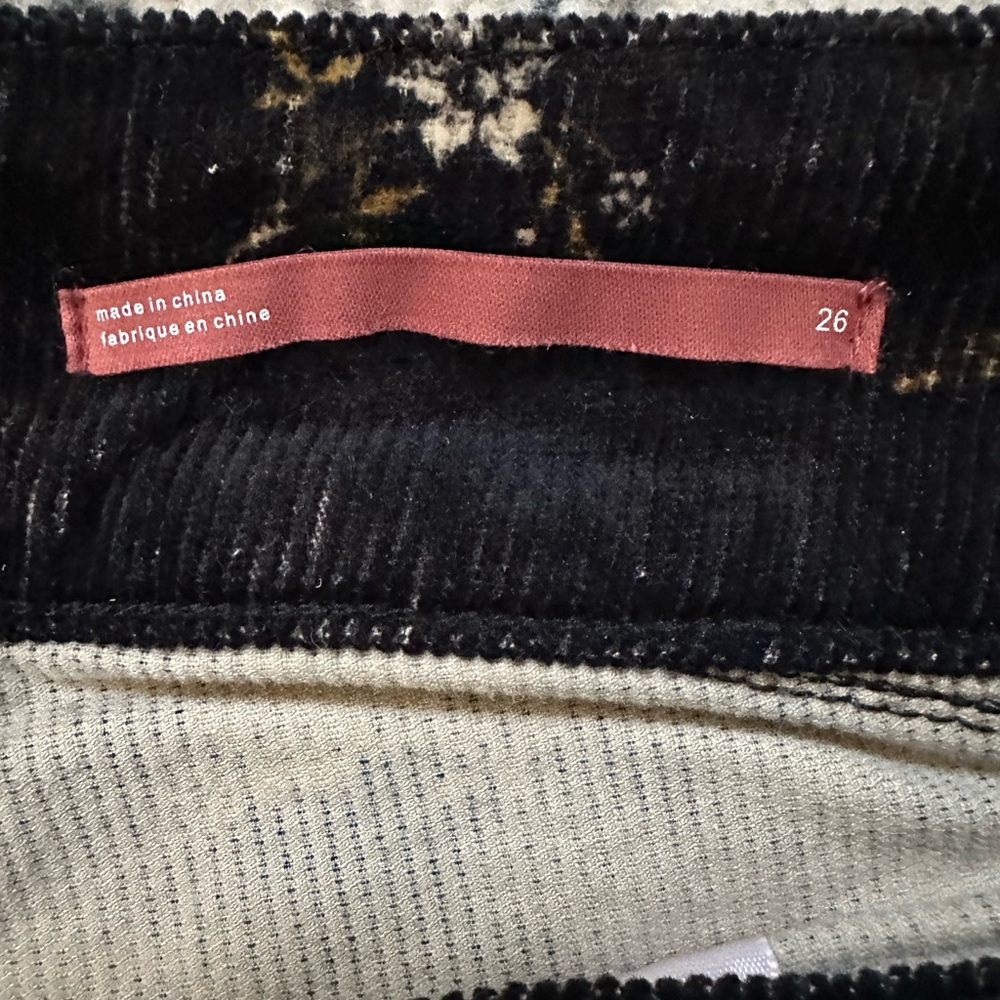 Pilcro Black Corduroy Floral Straight Leg Elevated Statement Pants - Picture 6 of 13